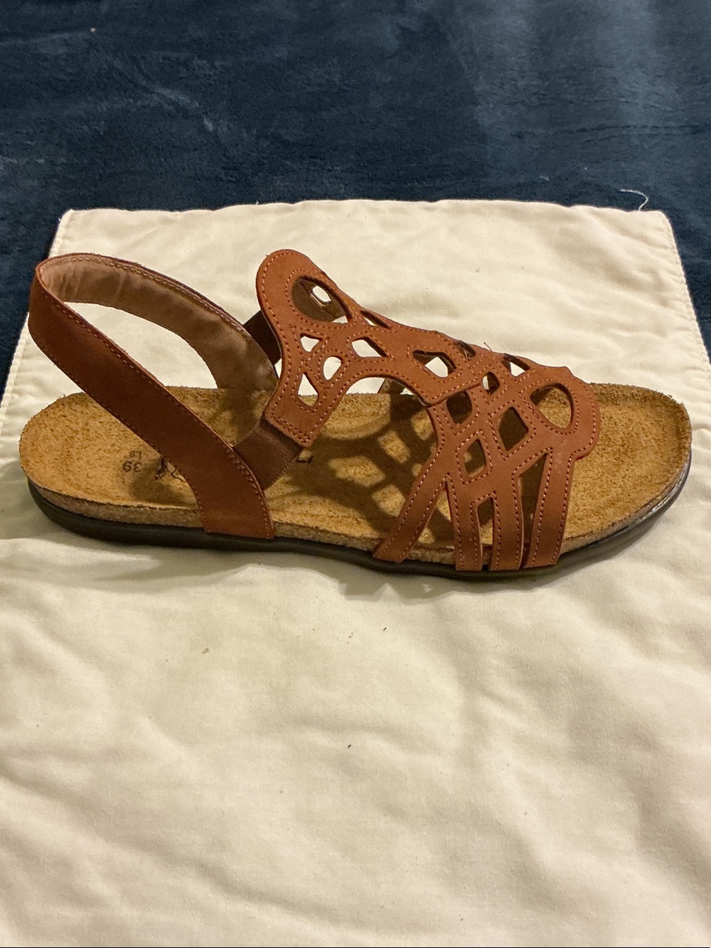 Naot Tan Laser-Cut Slingback Sandals
